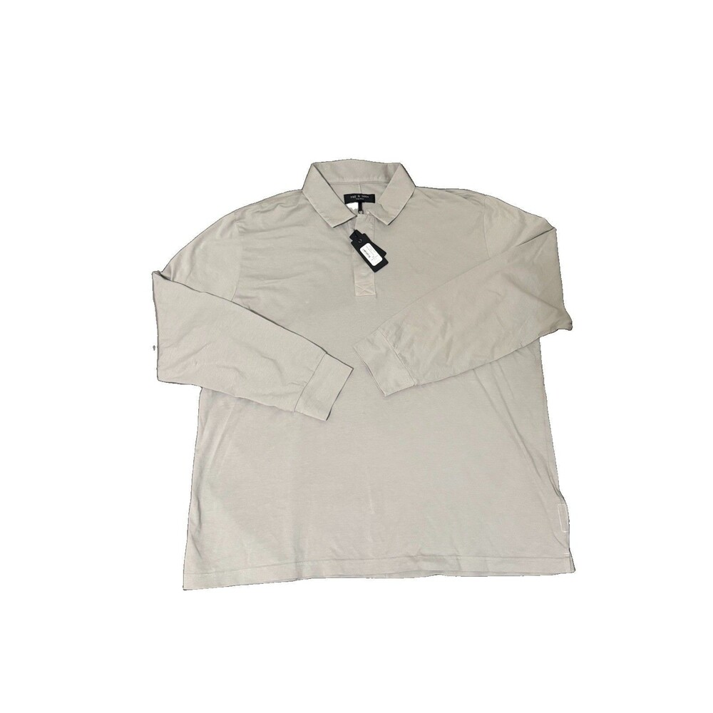 Rag & Bone Men’s Tomas Washed Rugby Polo Shirt Long Sleeve Size XXL Gray NWT